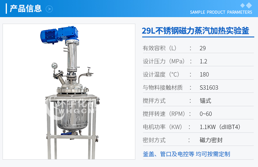 29L磁力不銹鋼反應釜